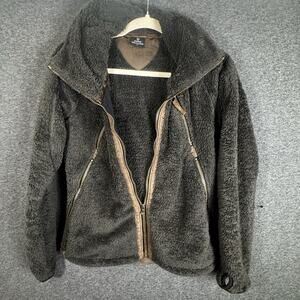 KUHL Flight Jacket Women’s Small Brown Sherpa Fleece Zip-Up Hooded Outdoor Coat